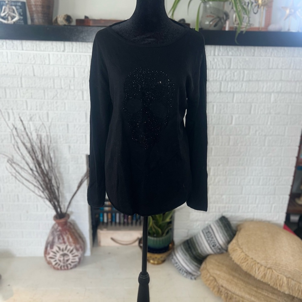 Philosophy Black Long Sleeve Skull Hoodie Sweatshirt